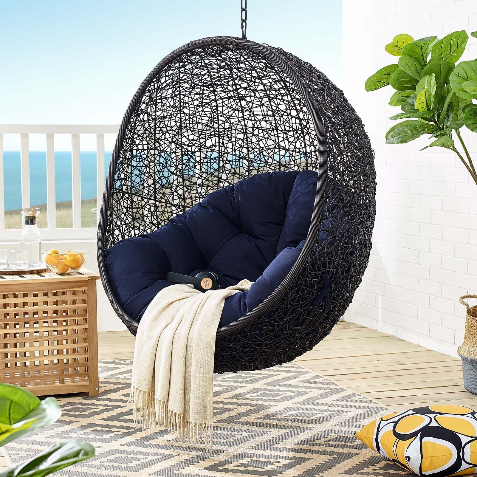 Encase Sunbrella¬Æ Fabric Swing Outdoor Patio Lounge Chair Without Stand by Modway