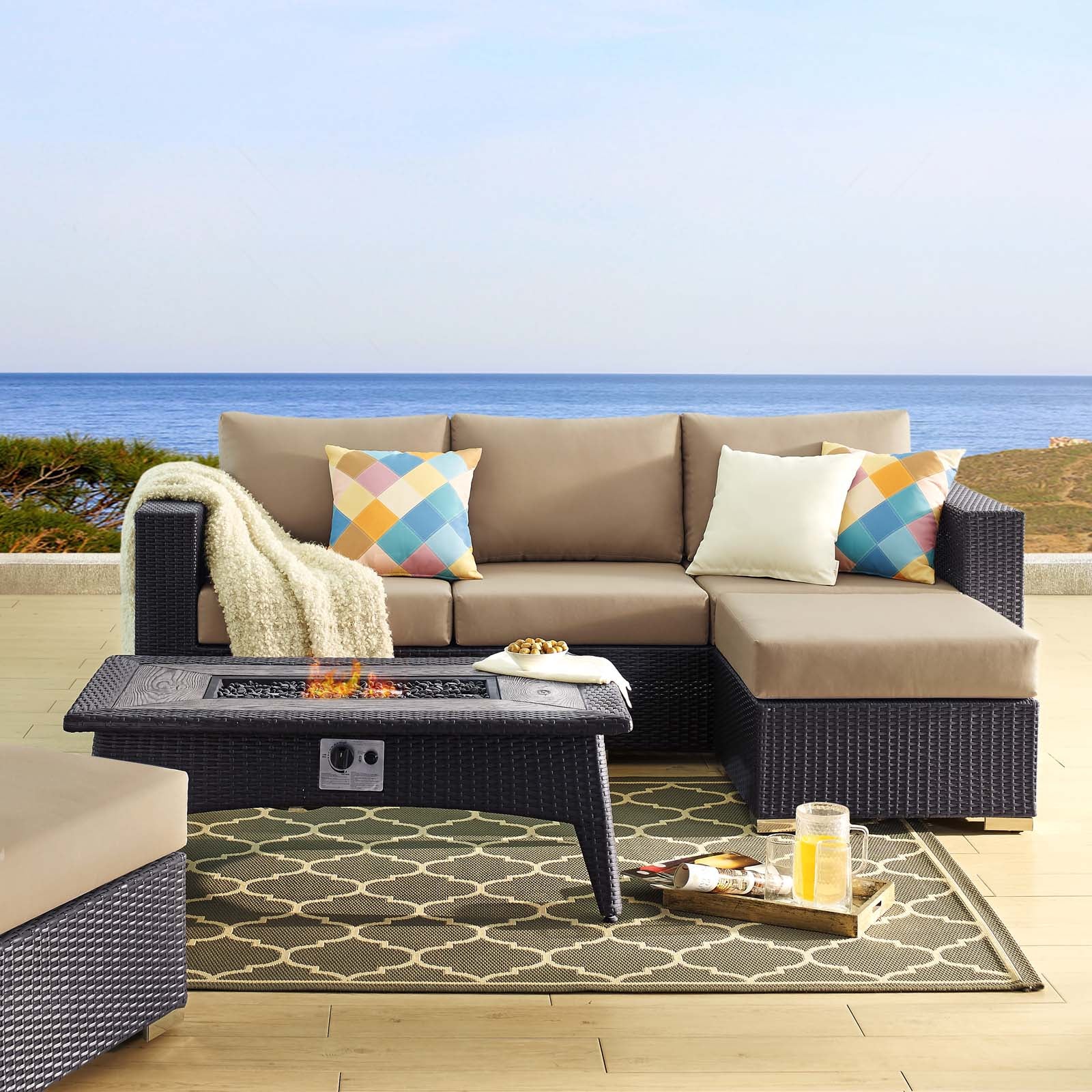 Convene 3 Piece Set Outdoor Patio with Fire Pit by Modway