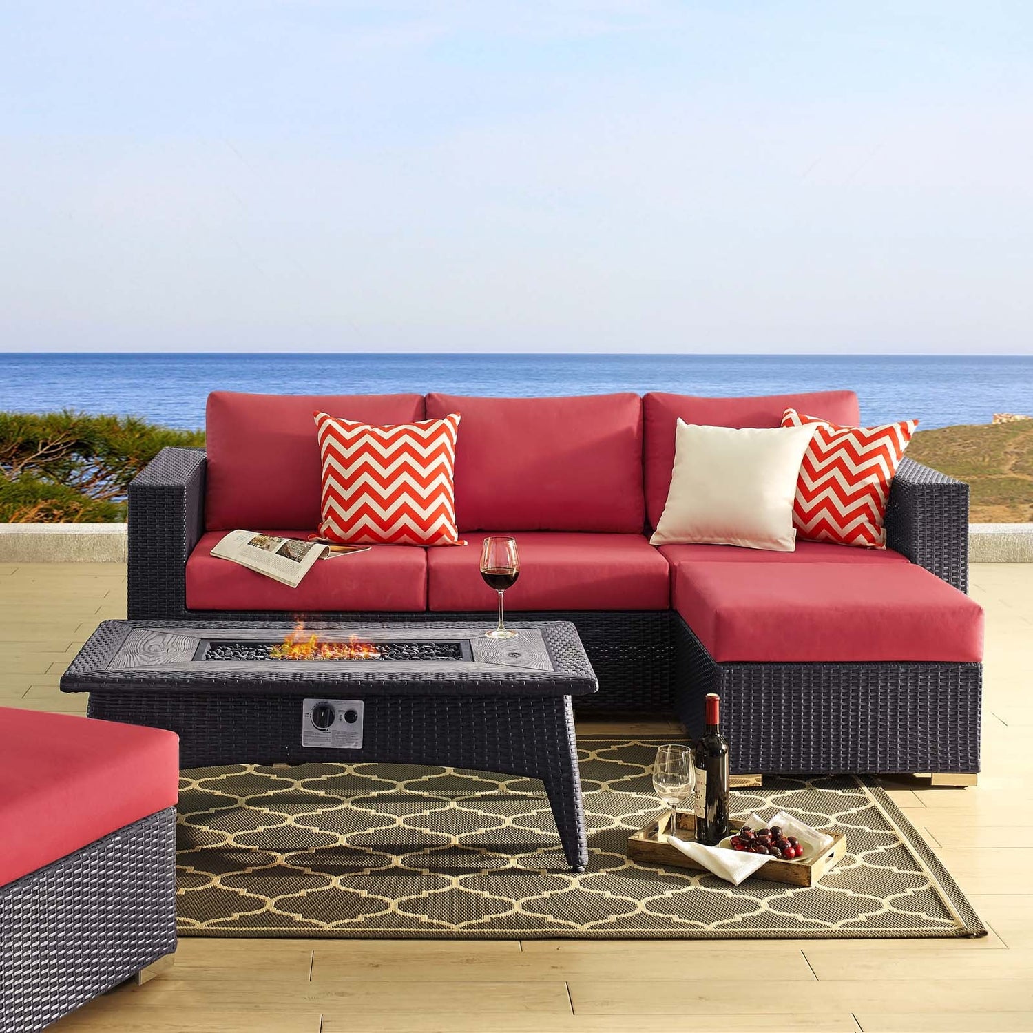 Convene 3 Piece Set Outdoor Patio with Fire Pit by Modway