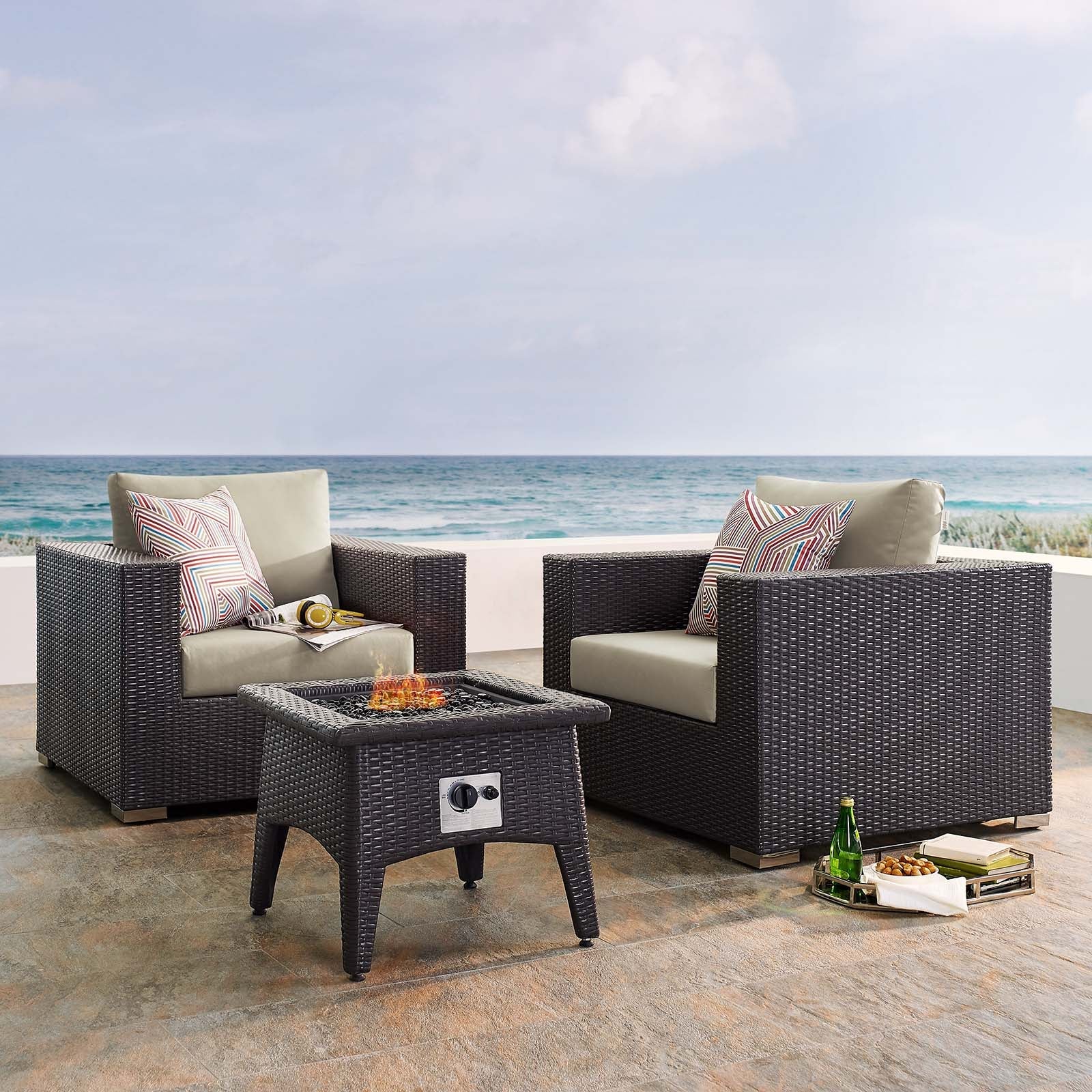 Convene 3 Piece Set Outdoor Patio with Fire Pit By HouseBean