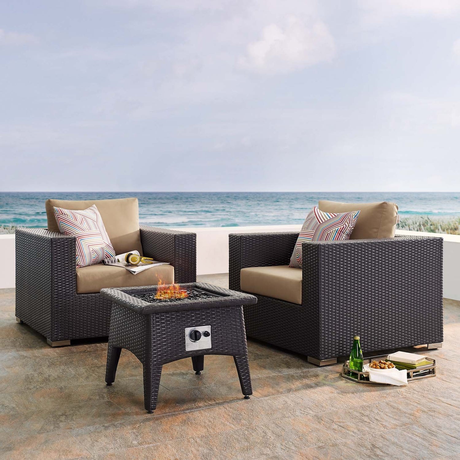 Convene 3 Piece Set Outdoor Patio with Fire Pit By HouseBean