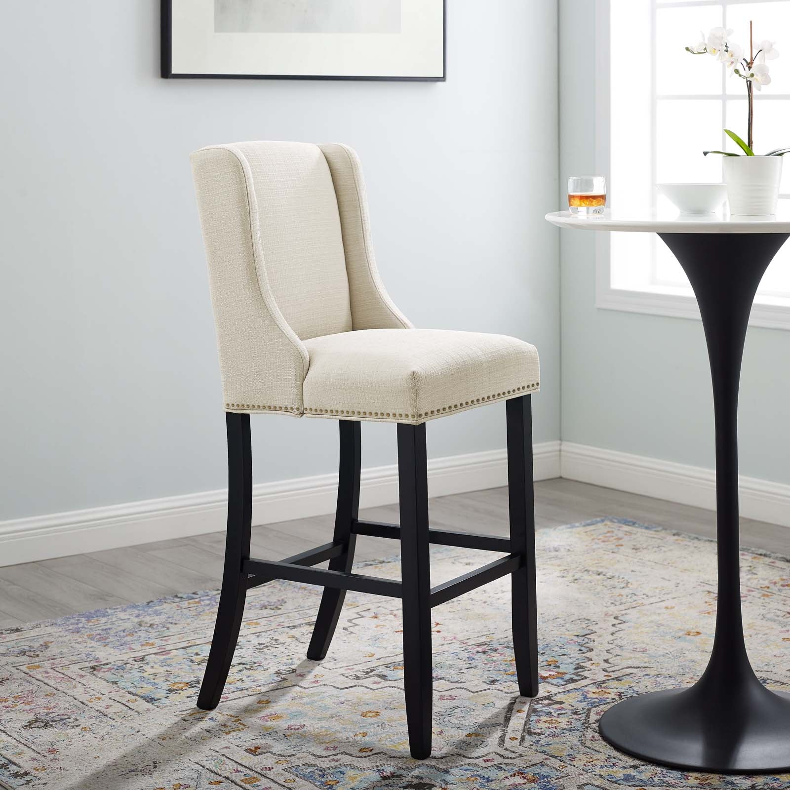 Baron Upholstered Fabric Bar Stool By HouseBean