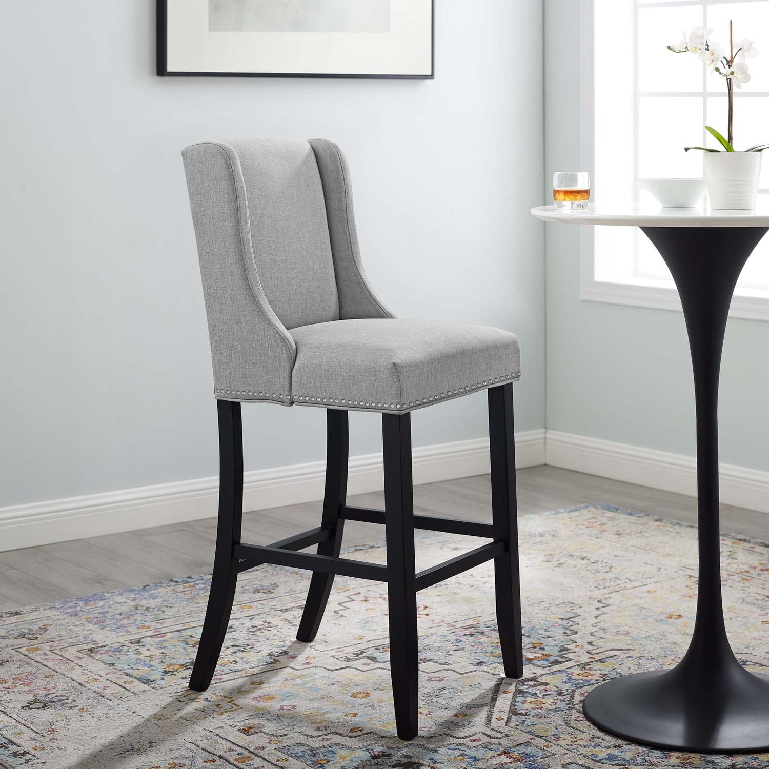 Baron Upholstered Fabric Bar Stool By HouseBean