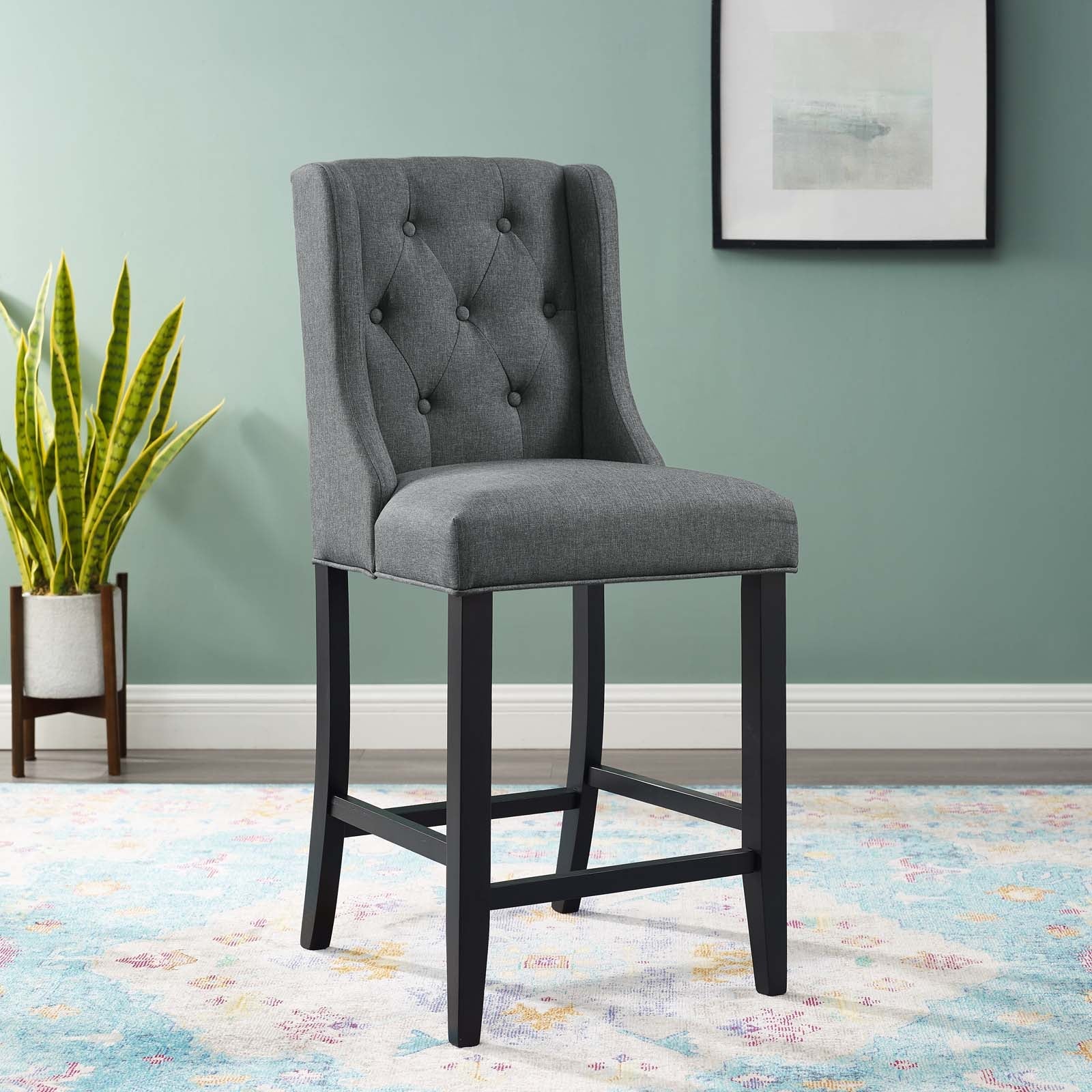 Baronet Tufted Button Upholstered Fabric Counter Stool By HouseBean