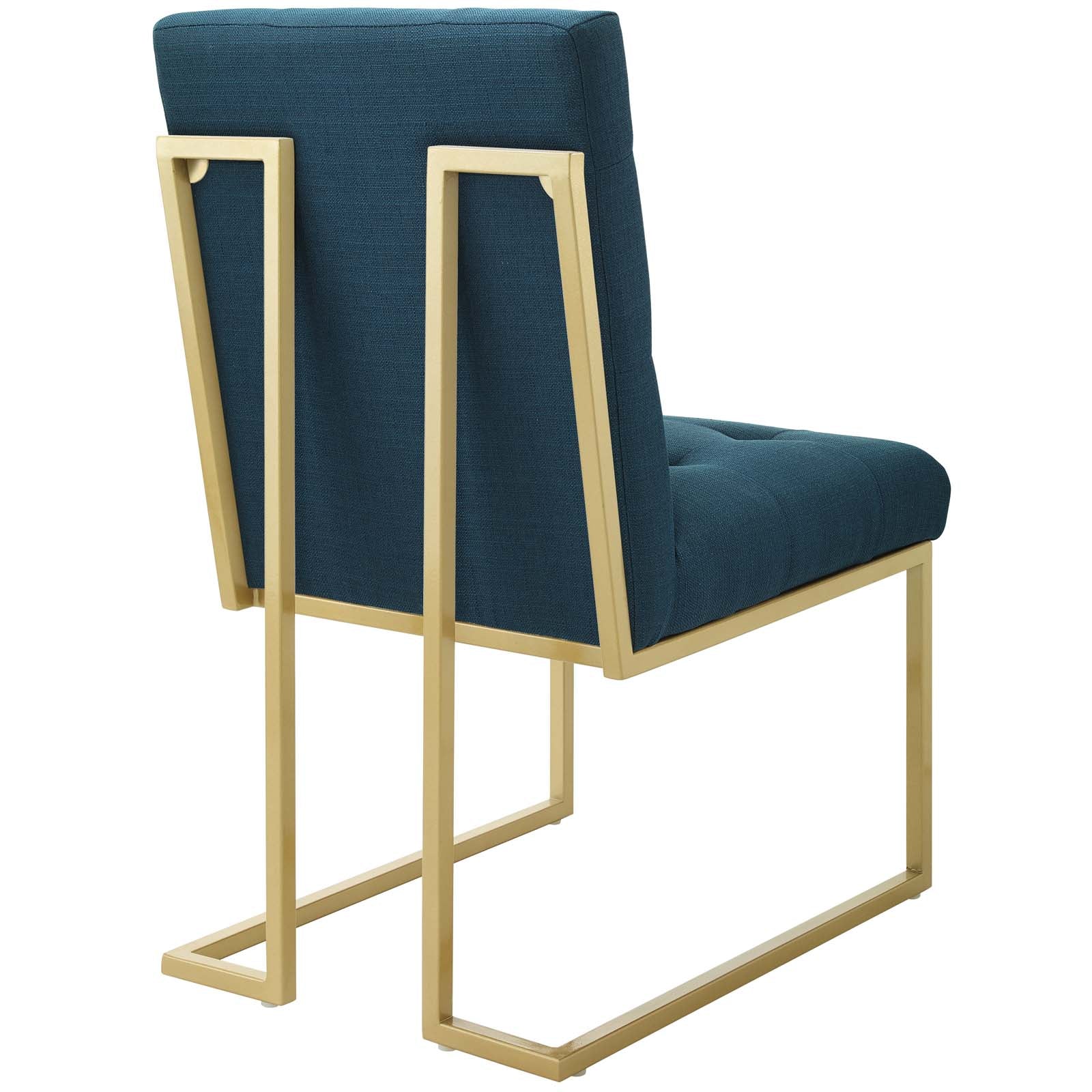 Privy Gold Stainless Steel Upholstered Fabric Dining Accent Chair By HouseBean