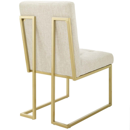 Privy Gold Stainless Steel Upholstered Fabric Dining Accent Chair By HouseBean