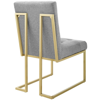 Privy Gold Stainless Steel Upholstered Fabric Dining Accent Chair By HouseBean