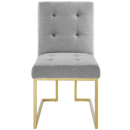 Privy Gold Stainless Steel Upholstered Fabric Dining Accent Chair By HouseBean