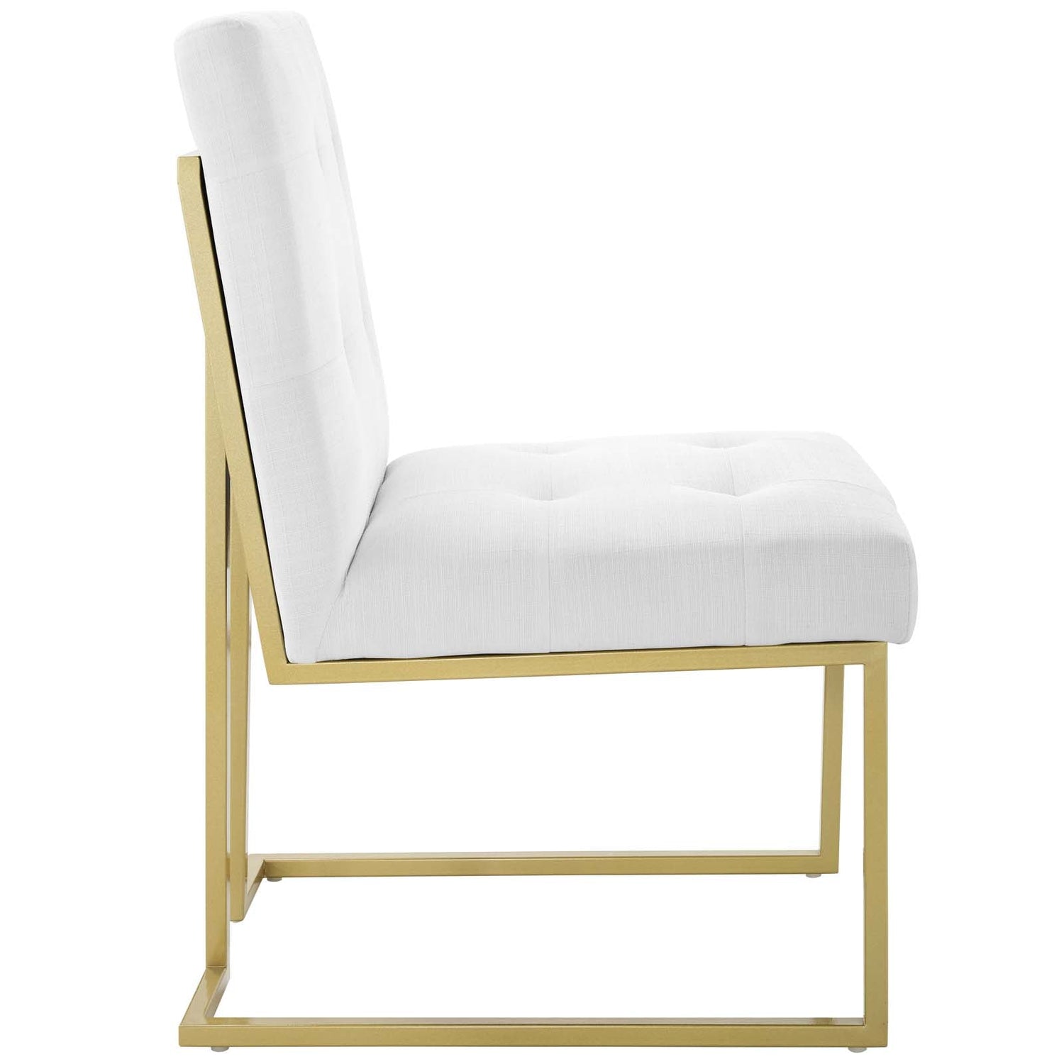 Privy Gold Stainless Steel Upholstered Fabric Dining Accent Chair By HouseBean