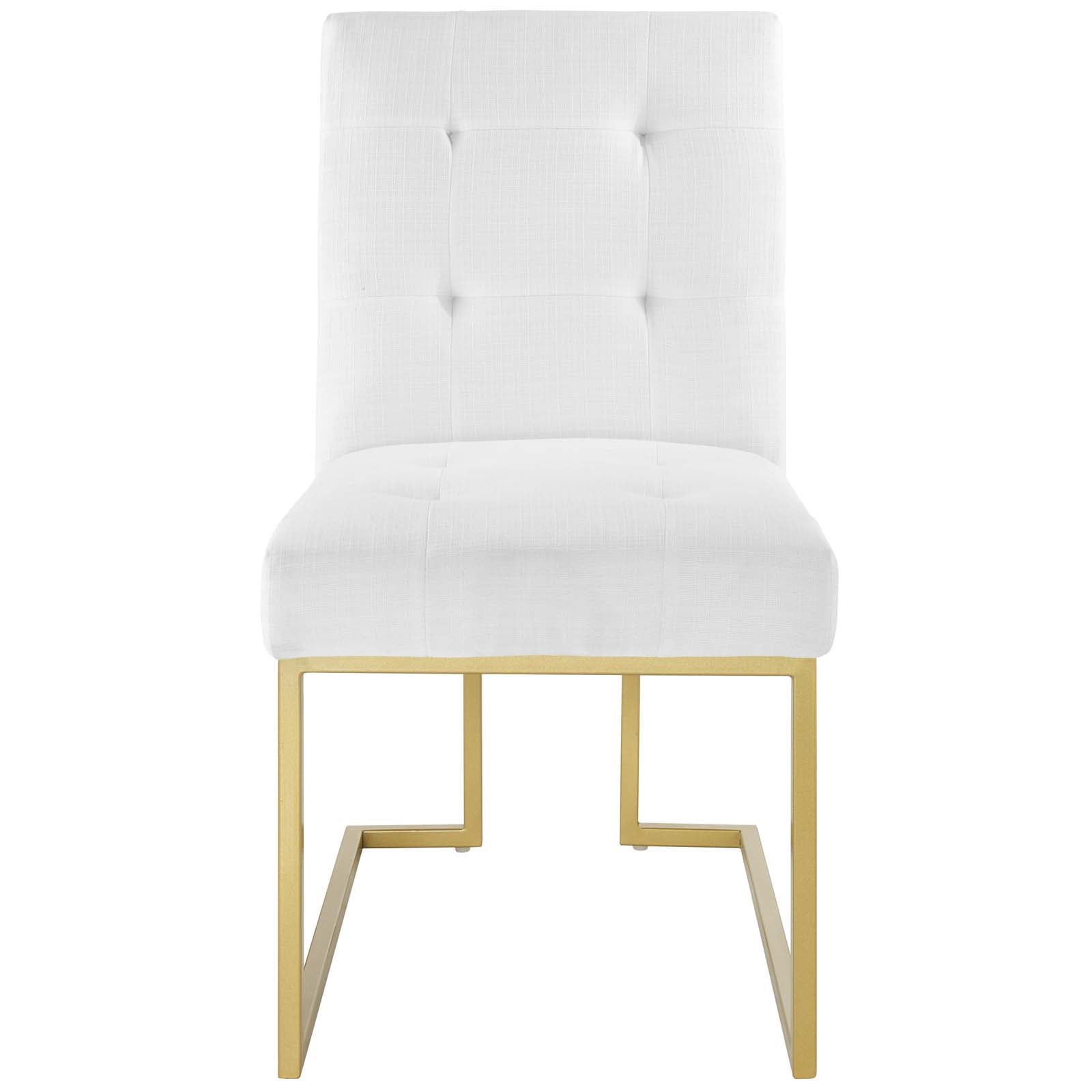 Privy Gold Stainless Steel Upholstered Fabric Dining Accent Chair By HouseBean