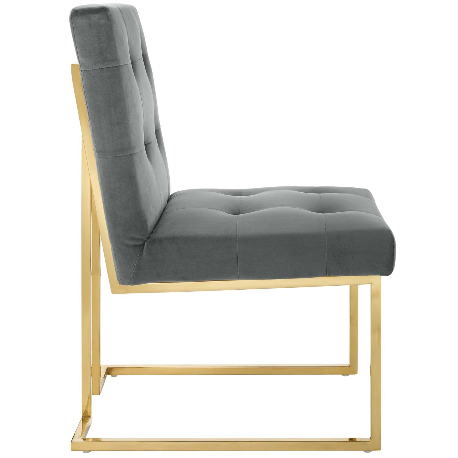 Privy Gold Stainless Steel Performance Velvet Dining Chair By HouseBean