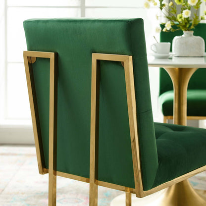 Privy Gold Stainless Steel Performance Velvet Dining Chair By HouseBean