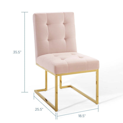 Privy Gold Stainless Steel Performance Velvet Dining Chair By HouseBean