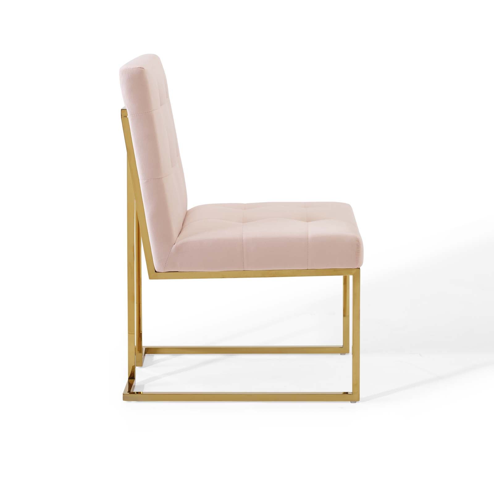 Privy Gold Stainless Steel Performance Velvet Dining Chair By HouseBean