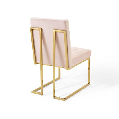 Privy Gold Stainless Steel Performance Velvet Dining Chair By HouseBean