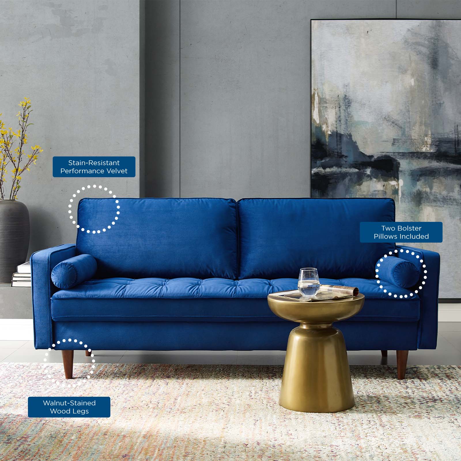 Valour Performance Velvet Sofa By HouseBean