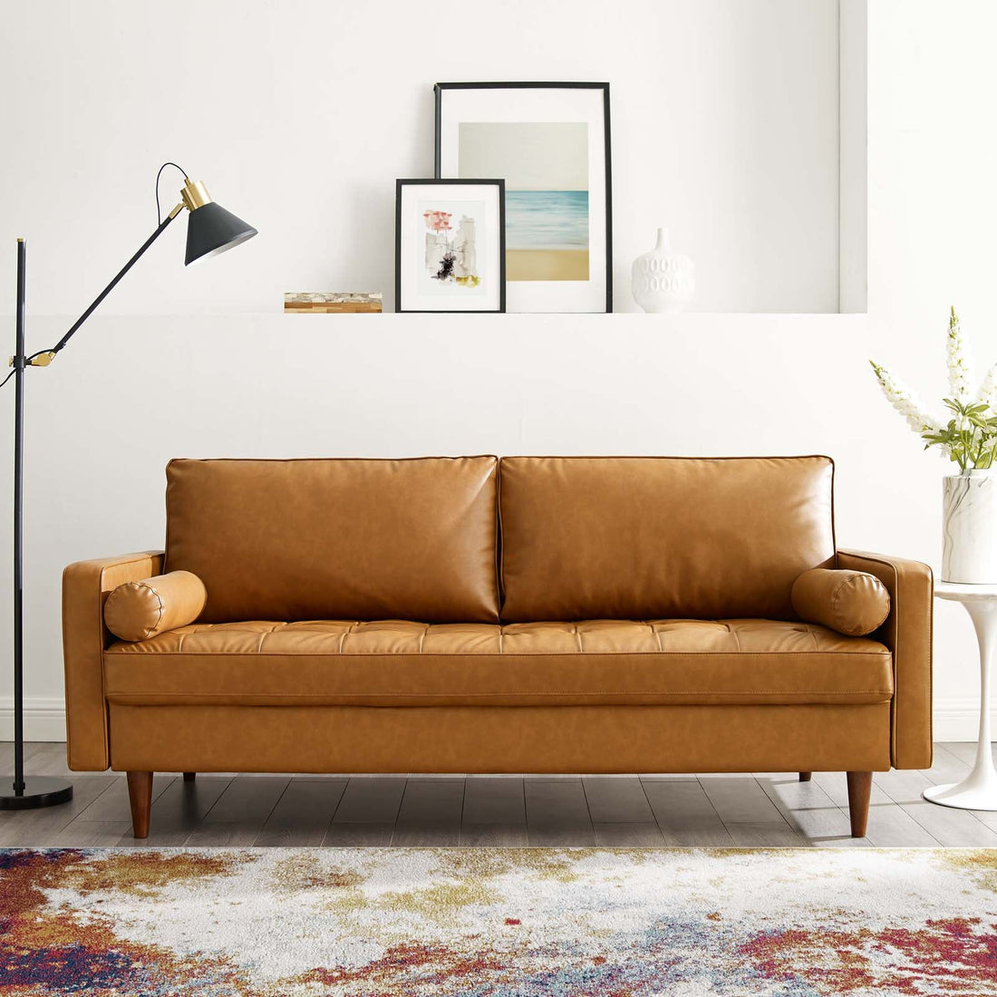 Valour Upholstered Faux Leather Sofa By HouseBean