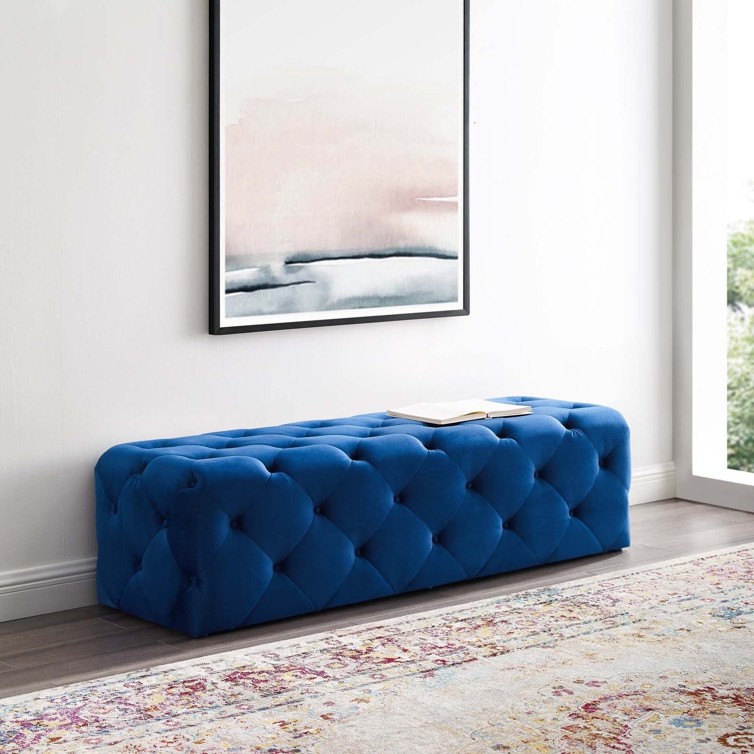 Amour 60&quot; Tufted Button Entryway Performance Velvet Bench By HouseBean