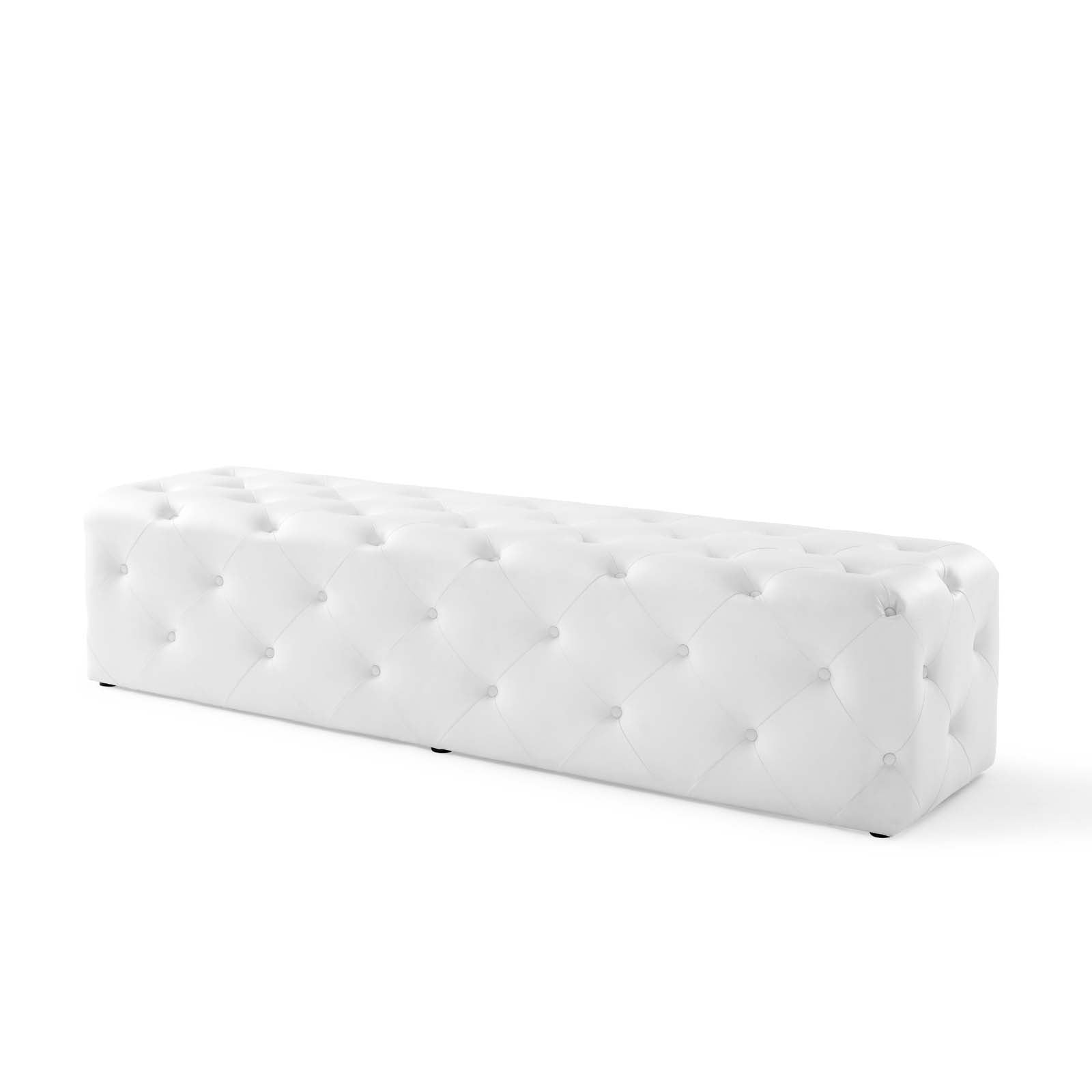 Amour 72&quot; Tufted Button Entryway Faux Leather Bench By HouseBean