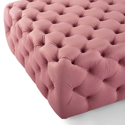 Amour Tufted Button Large Square Performance Velvet Ottoman By HouseBean