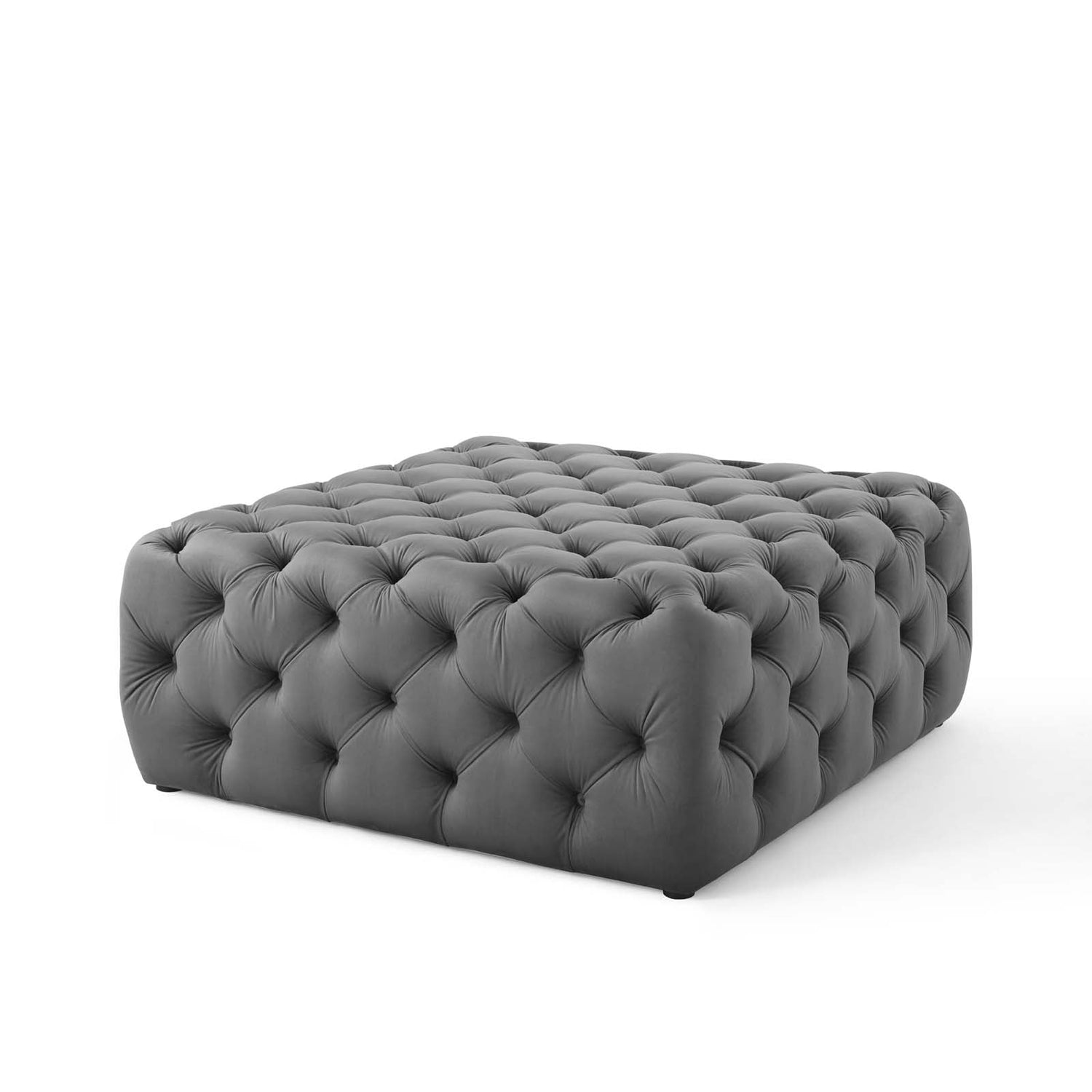 Amour Tufted Button Large Square Performance Velvet Ottoman By HouseBean