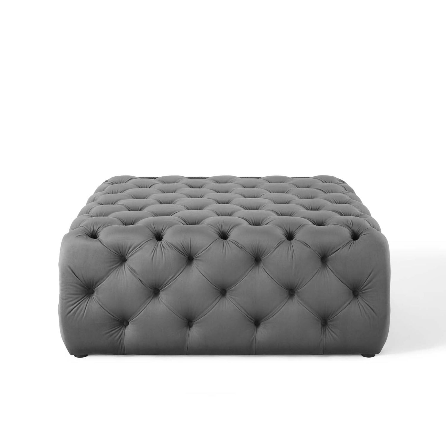 Amour Tufted Button Large Square Performance Velvet Ottoman By HouseBean