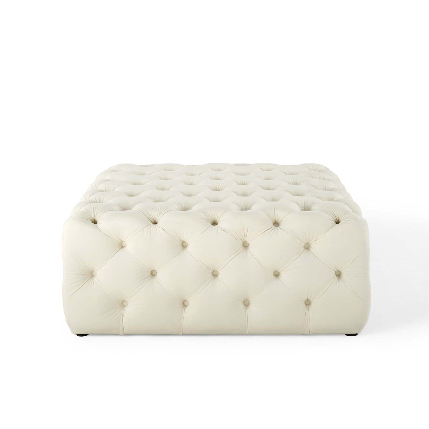 Amour Tufted Button Large Square Performance Velvet Ottoman By HouseBean