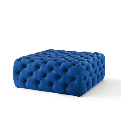 Amour Tufted Button Large Square Performance Velvet Ottoman By HouseBean