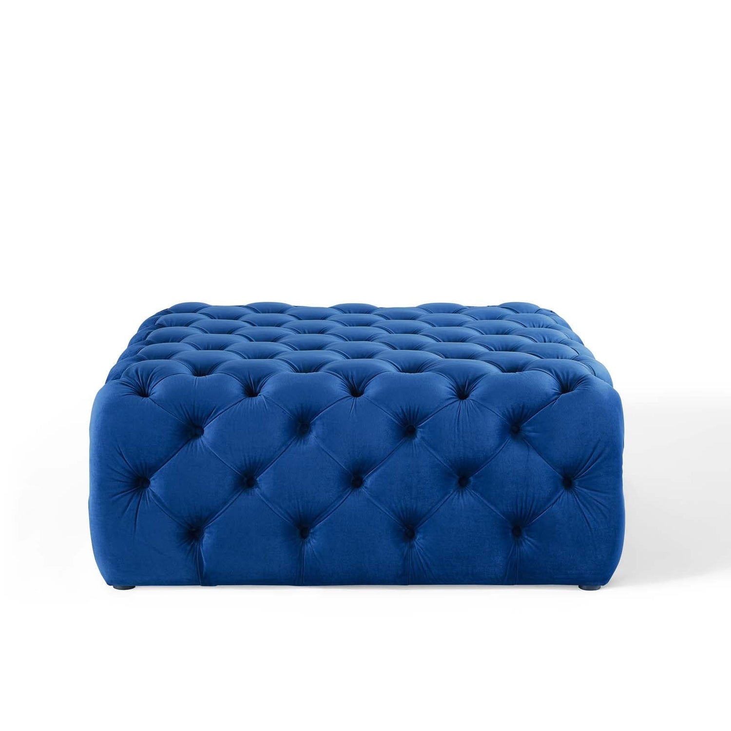 Amour Tufted Button Large Square Performance Velvet Ottoman By HouseBean