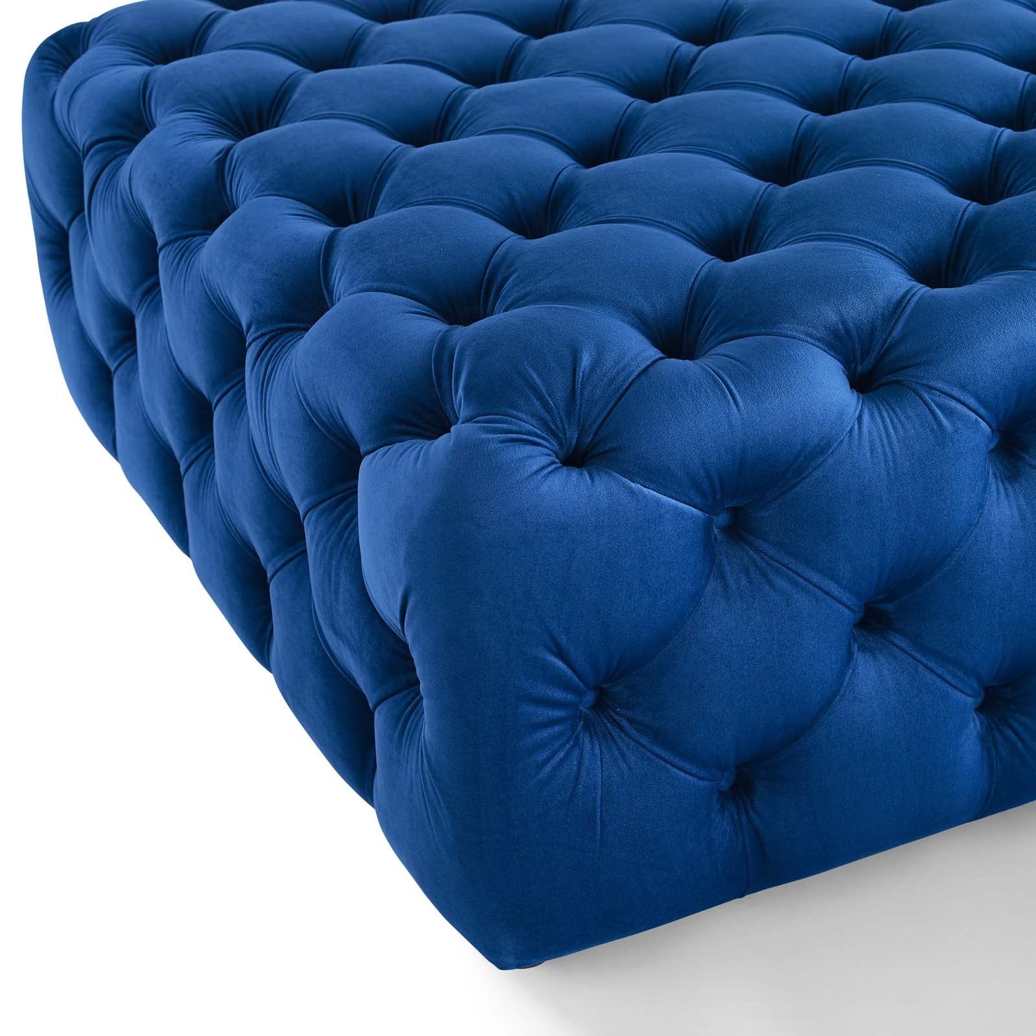 Amour Tufted Button Large Square Performance Velvet Ottoman By HouseBean