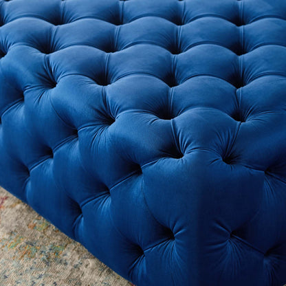 Amour Tufted Button Large Square Performance Velvet Ottoman By HouseBean