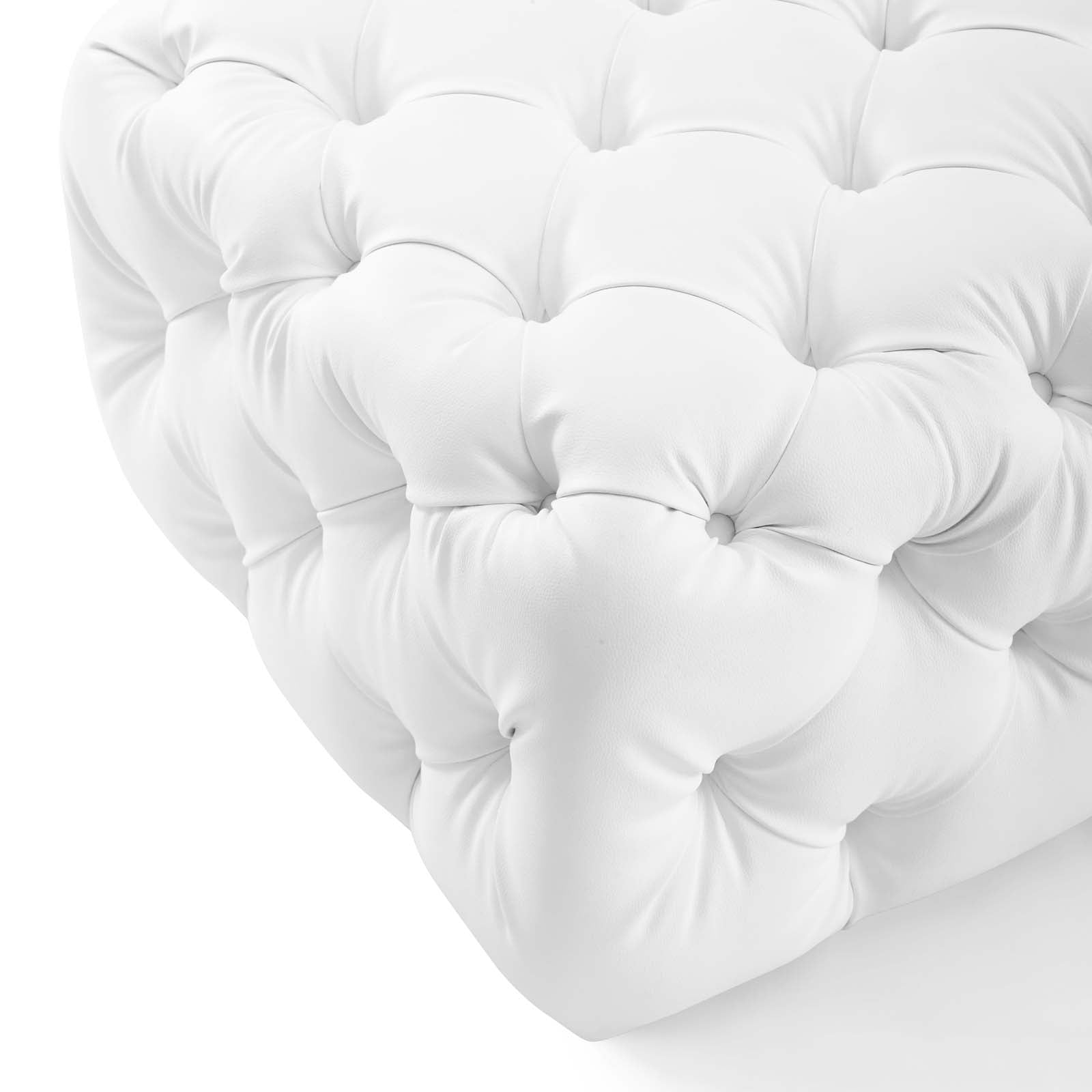 Amour Tufted Button Square Faux Leather Ottoman by Modway