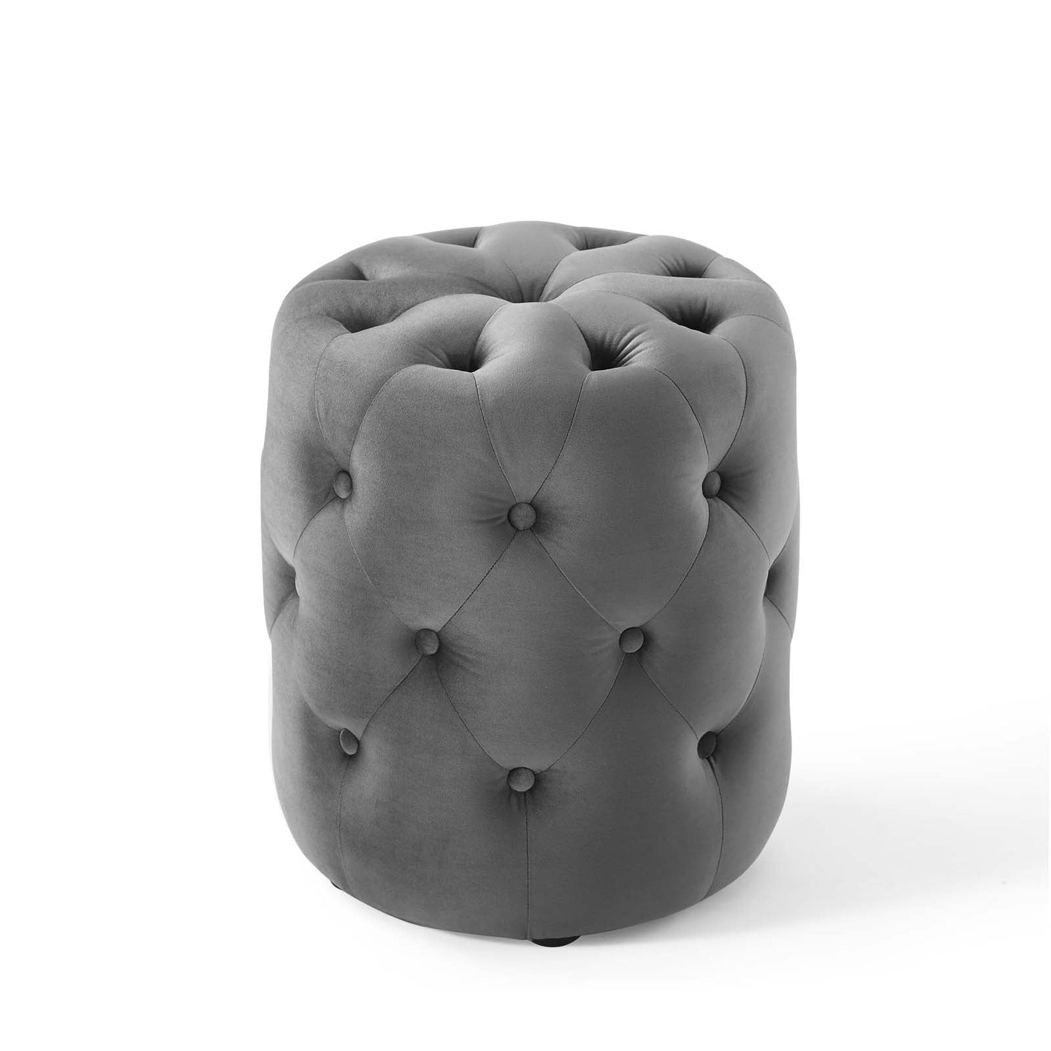 Amour Tufted Button Round Performance Velvet Ottoman By HouseBean