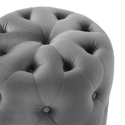 Amour Tufted Button Round Performance Velvet Ottoman By HouseBean