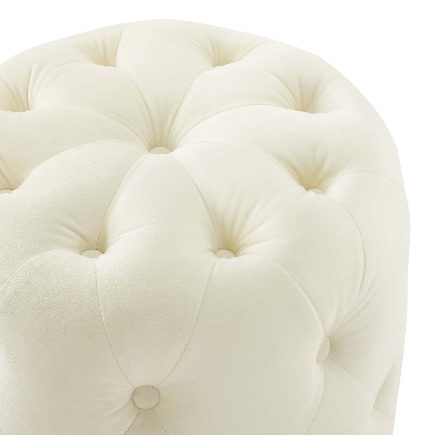 Amour Tufted Button Round Performance Velvet Ottoman By HouseBean