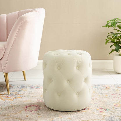 Amour Tufted Button Round Performance Velvet Ottoman By HouseBean