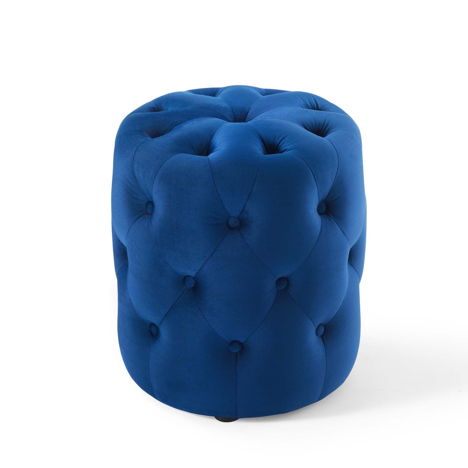 Amour Tufted Button Round Performance Velvet Ottoman By HouseBean