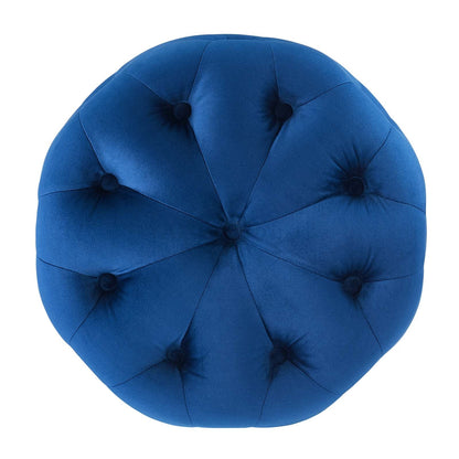 Amour Tufted Button Round Performance Velvet Ottoman By HouseBean