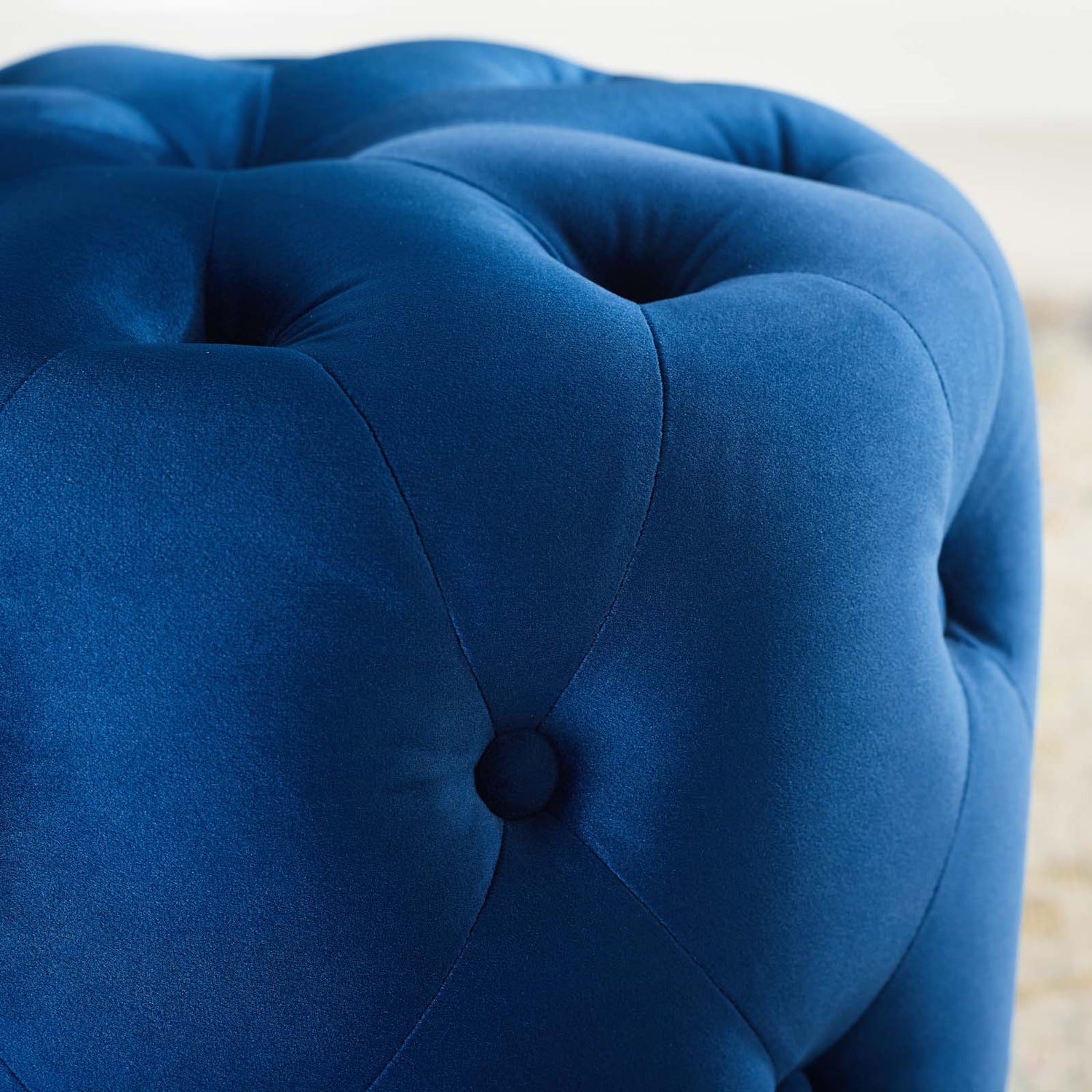 Amour Tufted Button Round Performance Velvet Ottoman By HouseBean