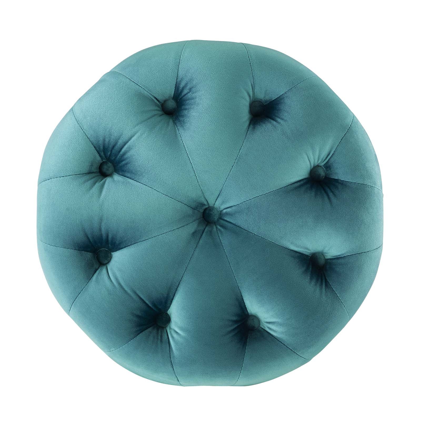 Amour Tufted Button Round Performance Velvet Ottoman By HouseBean