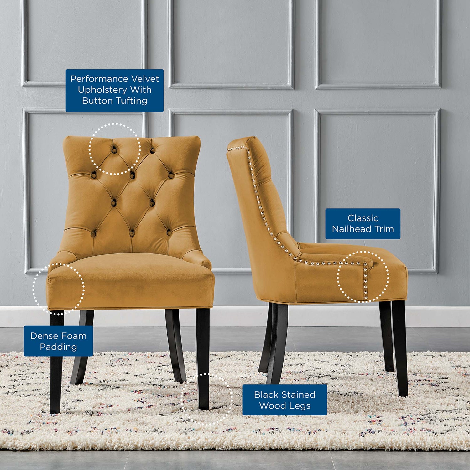 Regent Tufted Performance Velvet Dining Side Chairs - Set of 2 by Modway