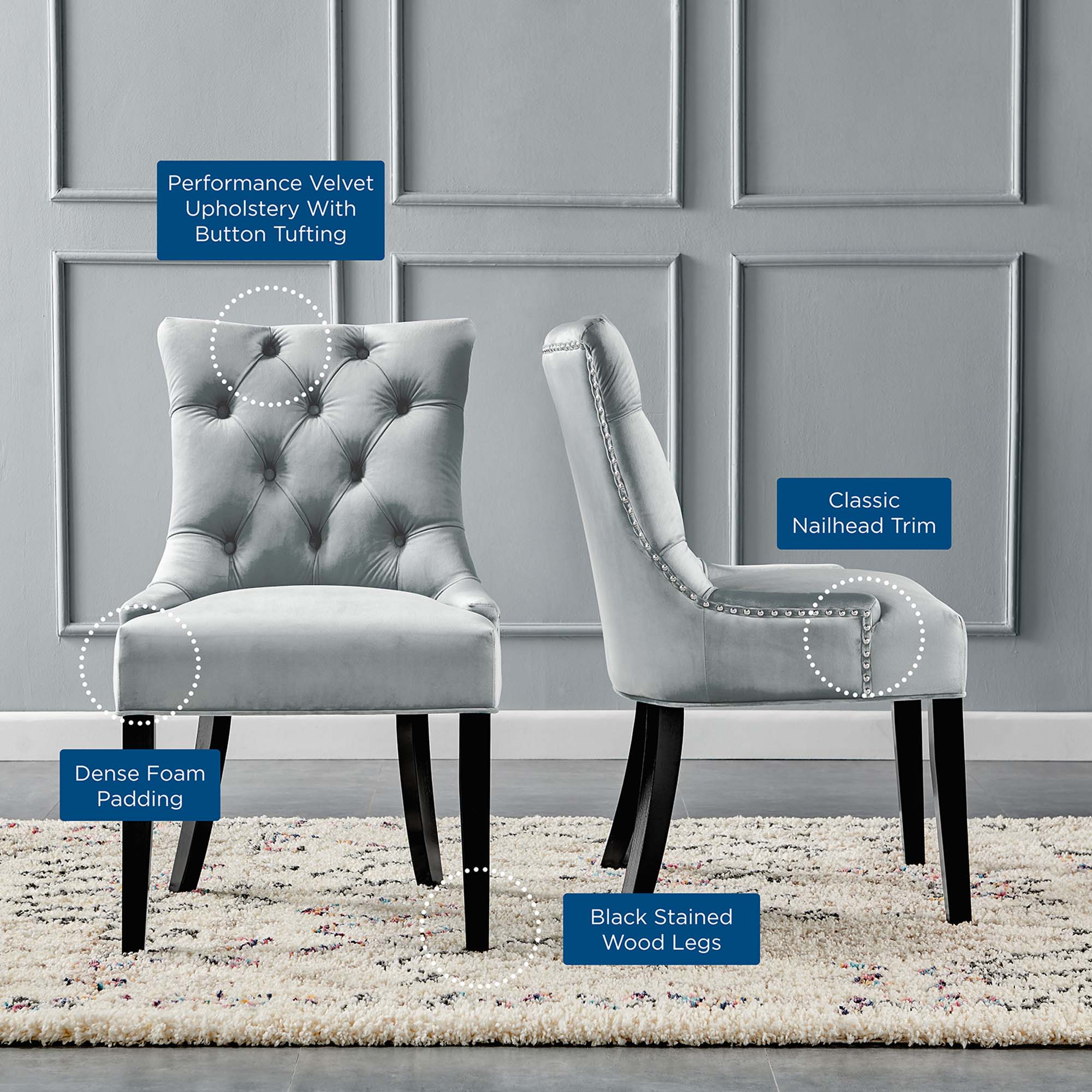 Regent Tufted Performance Velvet Dining Side Chairs - Set of 2 by Modway