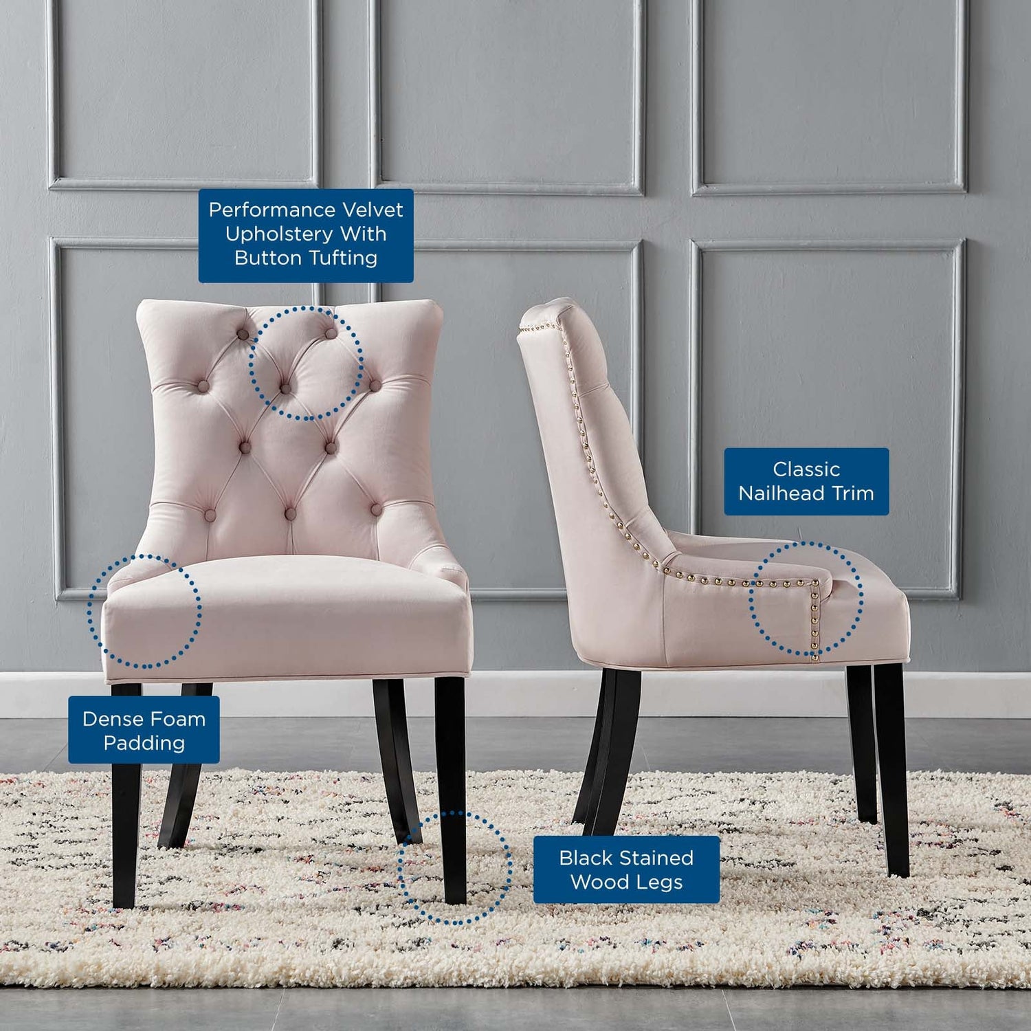 Regent Tufted Performance Velvet Dining Side Chairs - Set of 2 by Modway