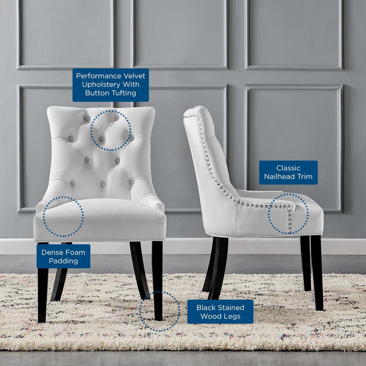 Regent Tufted Performance Velvet Dining Side Chairs - Set of 2 by Modway