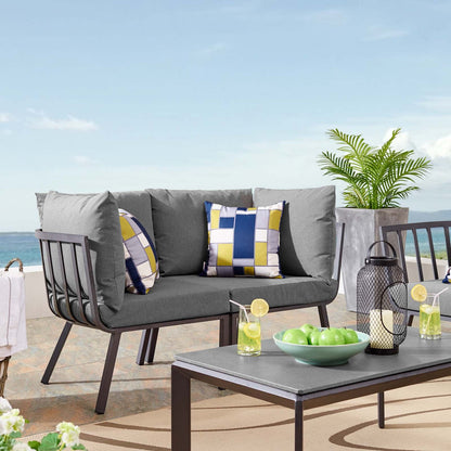 Riverside 2 Piece Outdoor Patio Aluminum Sectional Sofa Set By HouseBean