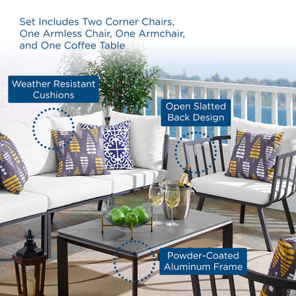 Riverside 5 Piece Outdoor Patio Aluminum Set by Modway