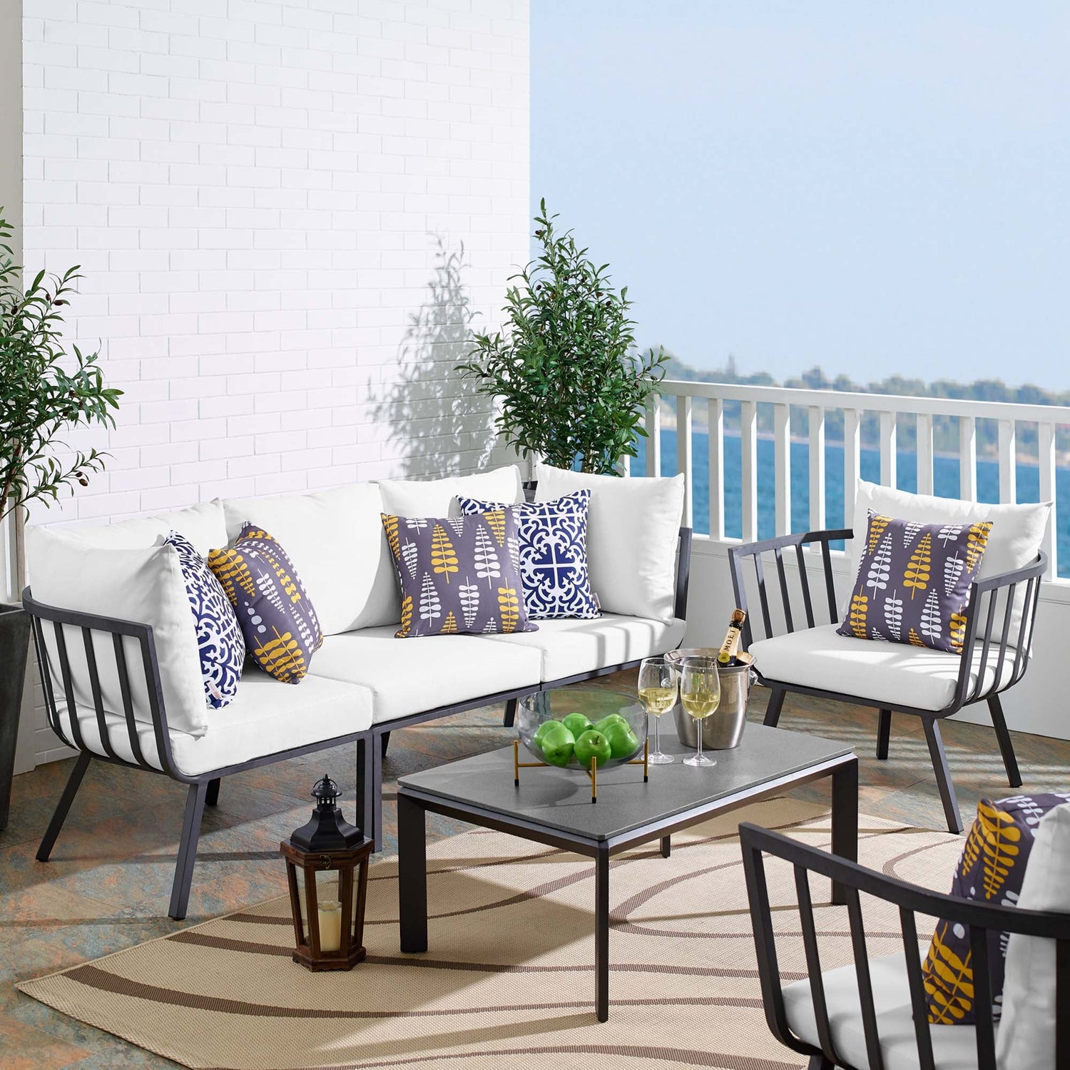 Riverside 5 Piece Outdoor Patio Aluminum Set by Modway