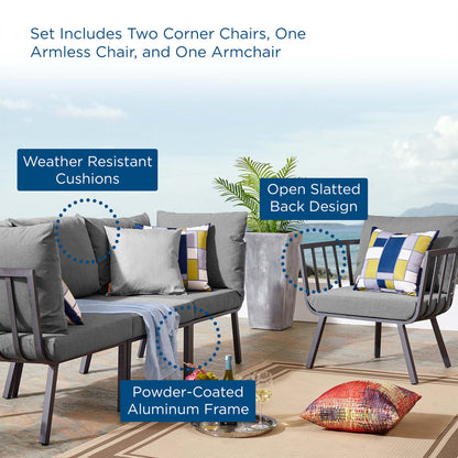 Riverside 4 Piece Outdoor Patio Aluminum Set by Modway