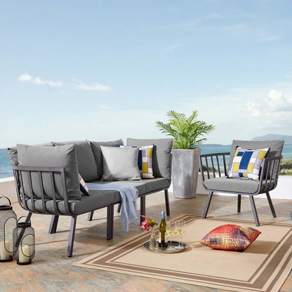 Riverside 4 Piece Outdoor Patio Aluminum Set by Modway