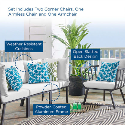 Riverside 4 Piece Outdoor Patio Aluminum Set by Modway